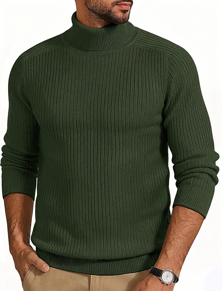 Cotrasen Mens Turtleneck Sweaters Long Sleeve Lightweight Pullover Sweater
