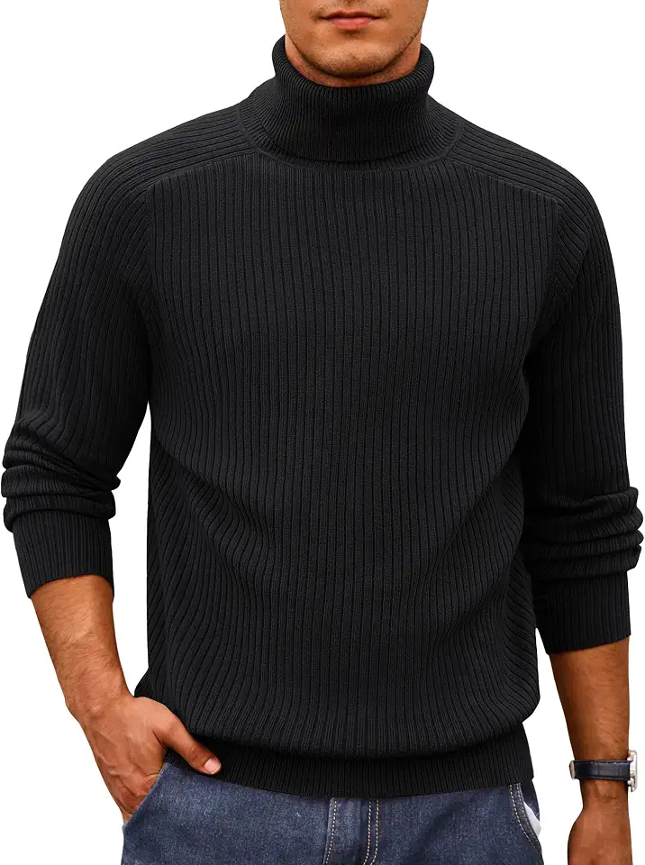 Cotrasen Mens Turtleneck Sweaters Long Sleeve Lightweight Pullover Sweater