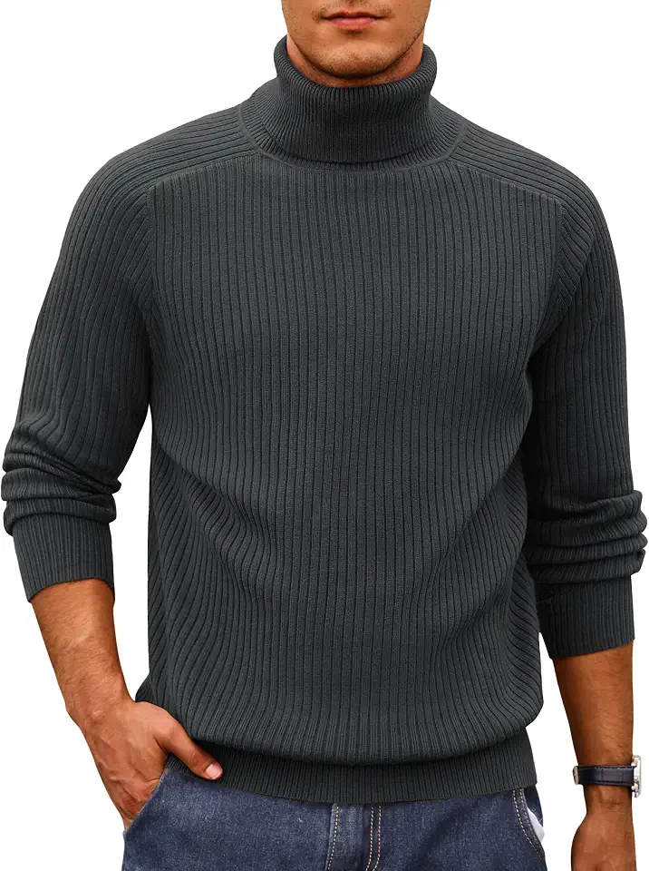 Cotrasen Mens Turtleneck Sweaters Long Sleeve Lightweight Pullover Sweater