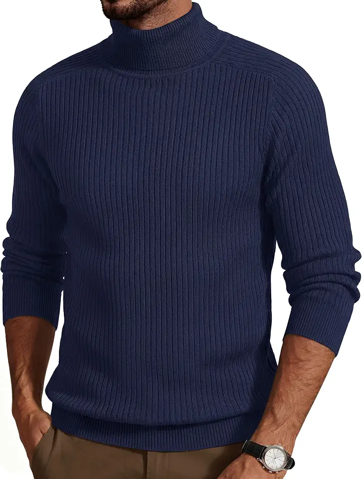 Cotrasen Men's Turtleneck Sweater Ribbed Knit Pullover Sweater Long Sleeve Casual Winter Thermal Sweater Tops