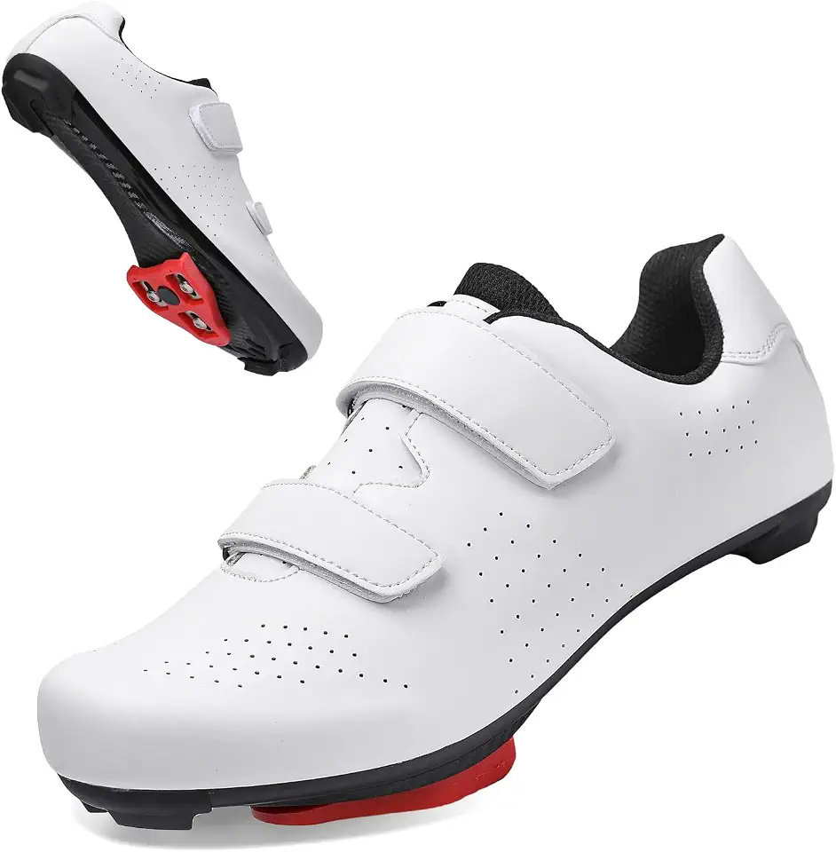 Men's White Road Cycling Cleat Shoes