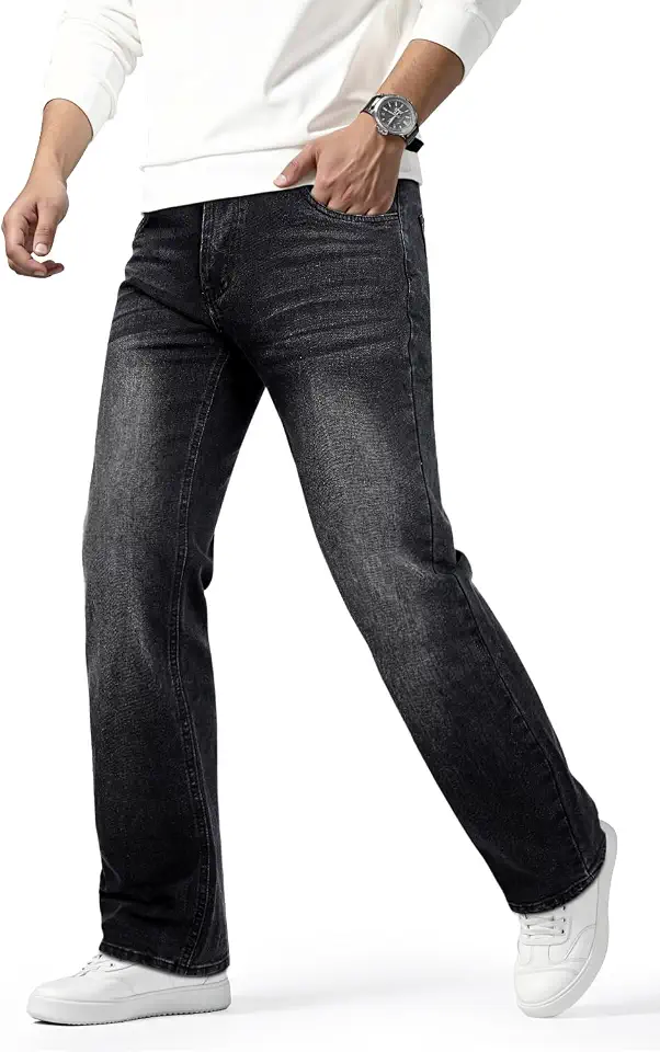 Global Recycled Standard Heyfanee Mens Straight Fit Jeans Stretch Denim Pants for Men
