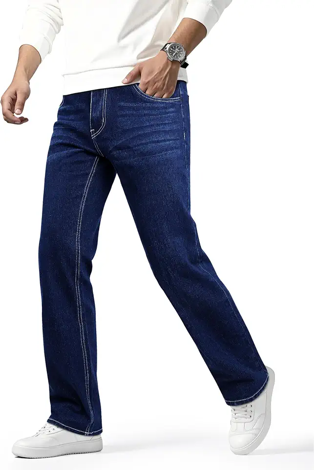 Heyfanee Mens Straight Fit Jeans Stretch Denim Pants for Men | Classic,Straight Leg,Timeless Denim Look,Comfortable Through the Thigh,Versatile for Work, Weekend, and Everyday Style.