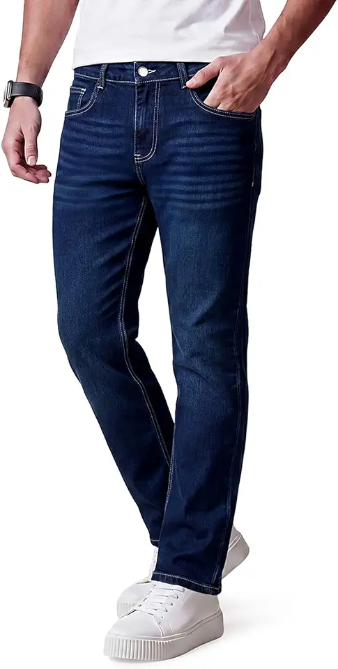 Heyfanee Mens Straight Fit Jeans Stretch Denim Pants for Men
