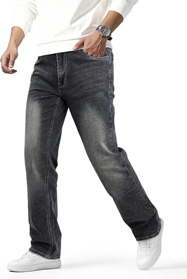 Heyfanee Mens Straight Fit Jeans Stretch Denim Pants for Men