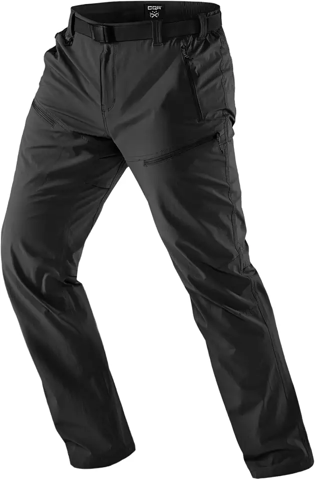 CQR Men's Quick Dry Tactical Pants, Water Resistant Outdoor Pants, Lightweight Stretch Cargo Work Hiking Pants