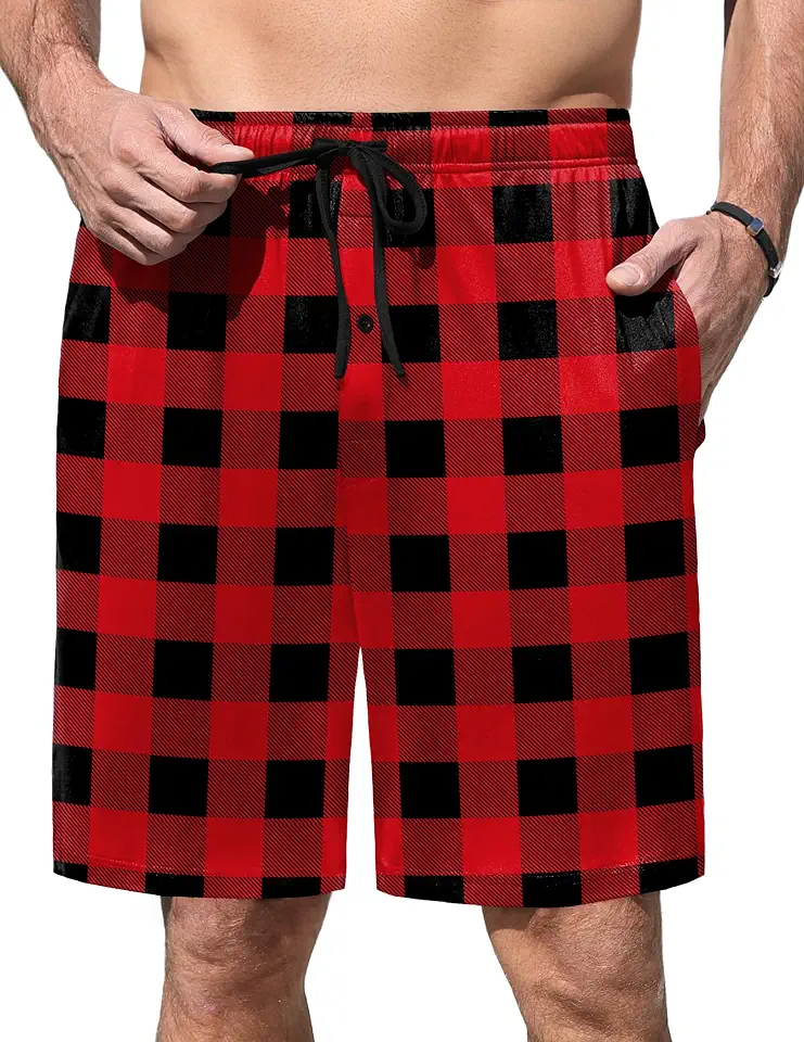 ISCC PLUS Ekouaer Men's Pajama Shorts Soft Sleepwear Bottoms Pj Shorts with Pocket