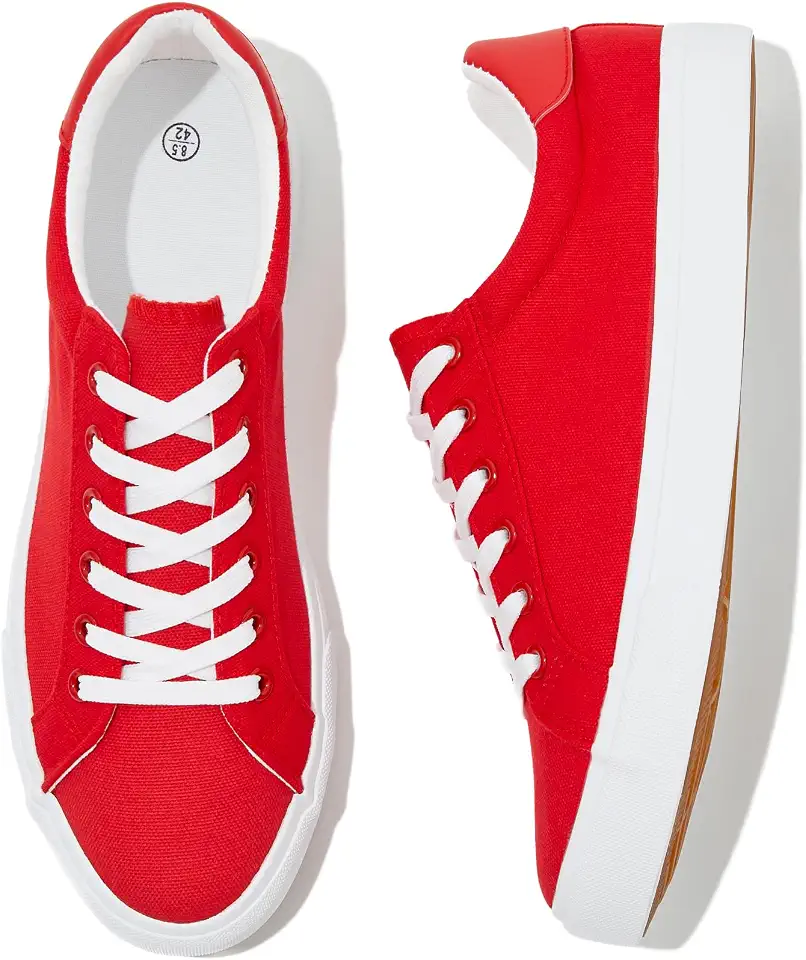 Rominz Mens White Canvas Tennis Shoes Canvas Sneakers