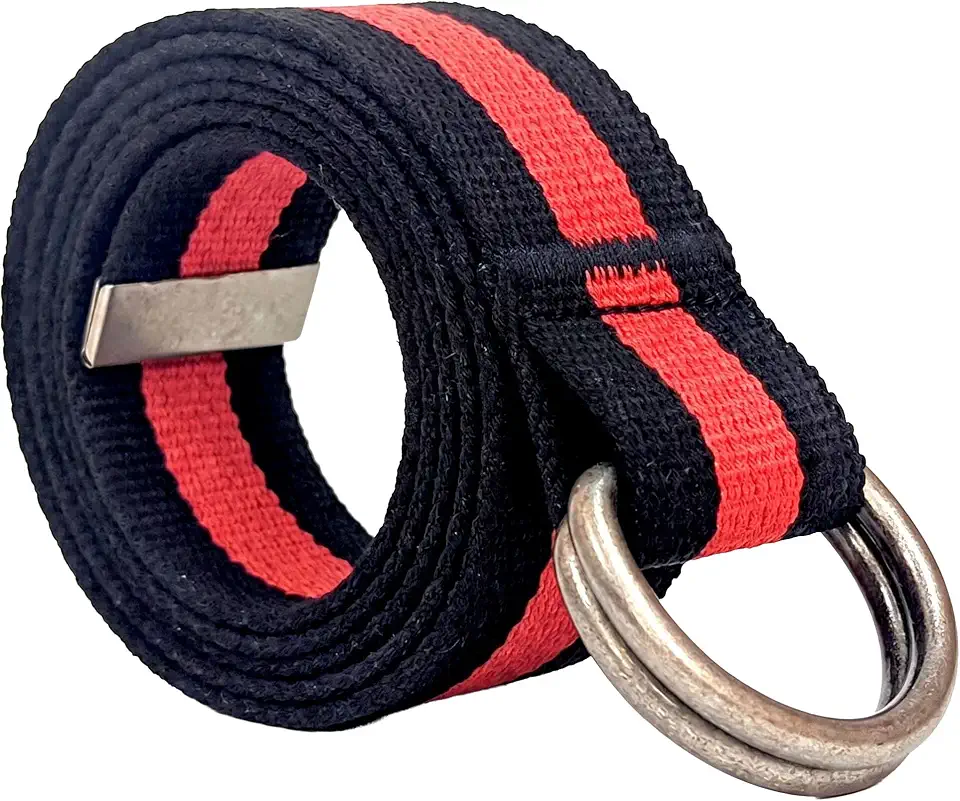Classic Canvas Web Belt for Men and Women, D-Ring Cut to Fit