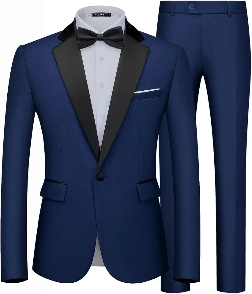 Global Recycled Standard WULFUL Men's 2 Piece Slim Fit Suits One Button Jacket Pants Tuxedo Suit Set for Prom, Wedding