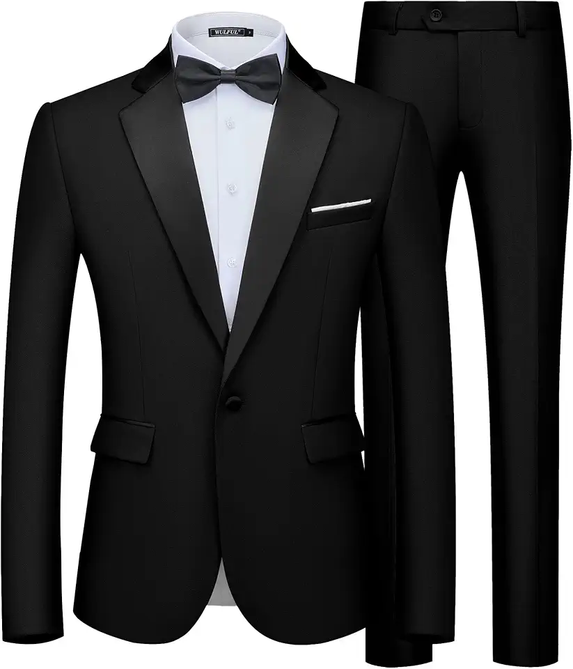 Global Recycled Standard WULFUL Men's 2 Piece Slim Fit Suits One Button Jacket Pants Tuxedo Suit Set for Prom, Wedding