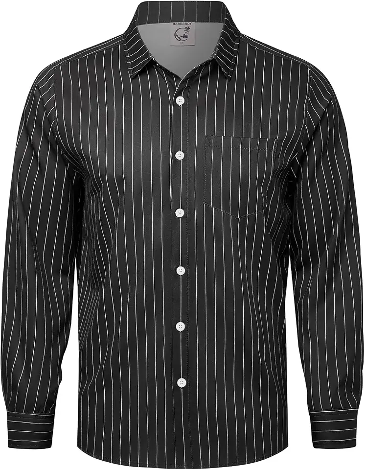 Hardaddy Men's Casual Striped Shirts Button Down Long Sleeve Blouse for Men Fall Winter