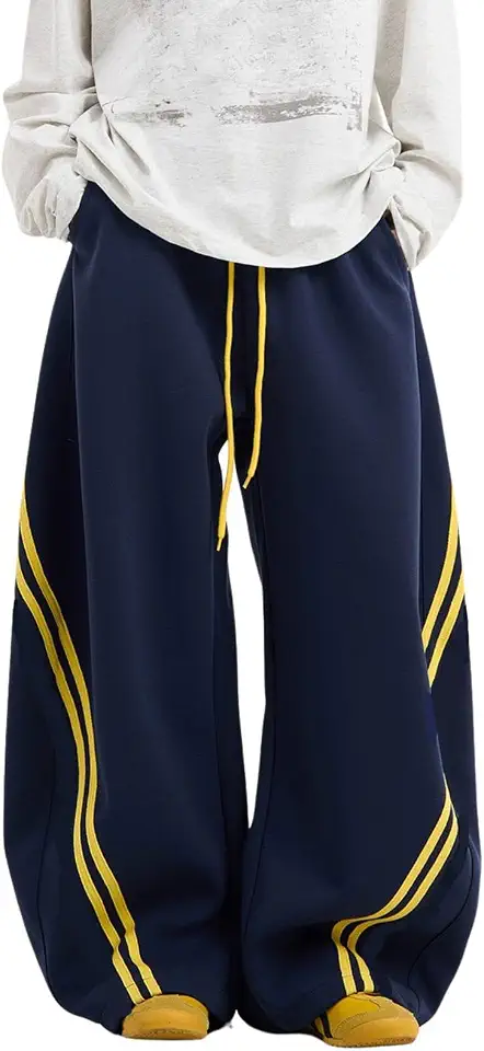 Barrel Sweatpants for Women Men Y2K Baggy Striped Wide Leg Pants