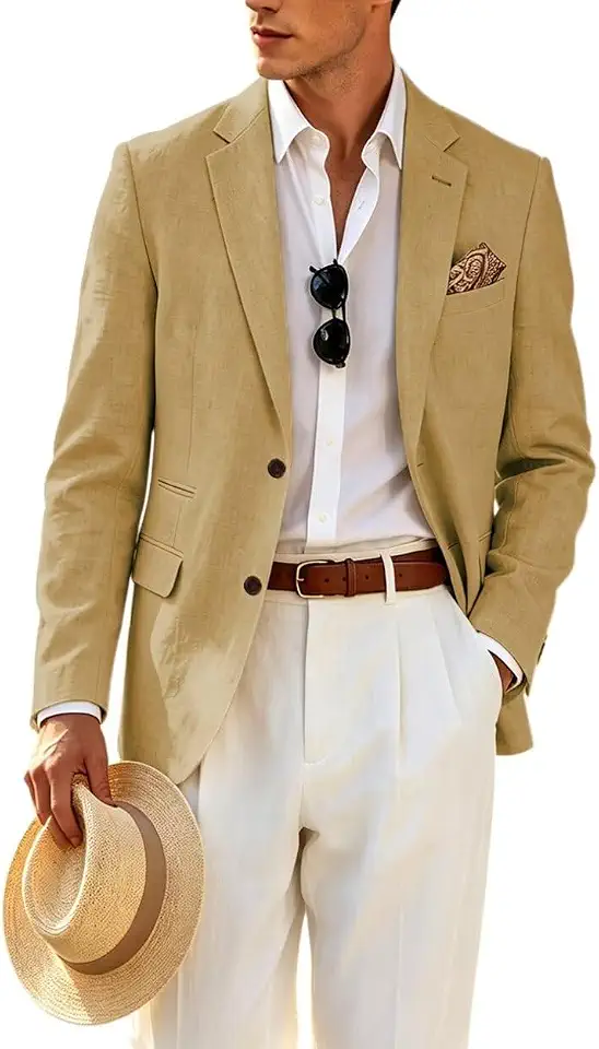 Men's Cream Linen Safari Jacket