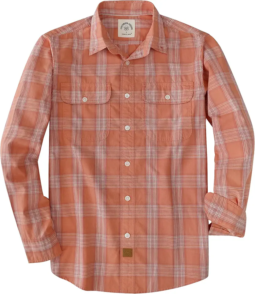 Dubinik® Mens Casual Plaid Shirt Long Sleeve Regular Fit Button Down Work Shirts with 2 Pocket Soft Lightweight Everyday Wear