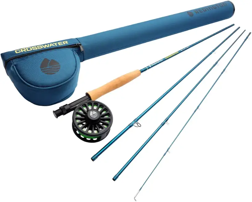 Redington Crosswater Fly Fishing Outfit – 4-Piece Fly Rod with Crosswater Reel, Rio Mainstream Fly Line & Zippered Travel Case – Complete Starter Kit