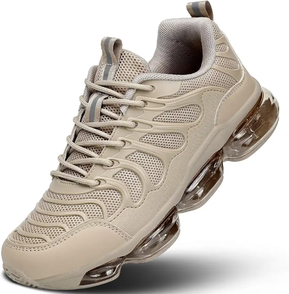 Men's Beige Brown Suede Trail Running Sneakers