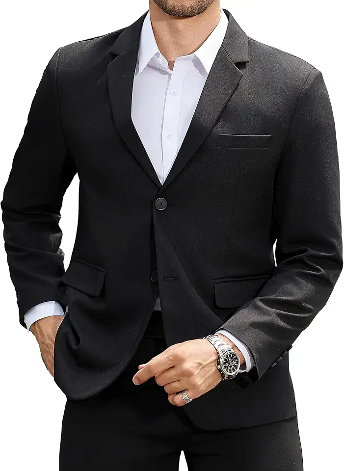 Men's Casual Blazer Regular Fit, 2-Button Sport Coat Jacket | Wrinkle-Resistant, Notch Lapel, Great for Work, Weddings and Daily Wear, Classic Dress Suit Style, Functional Pockets
