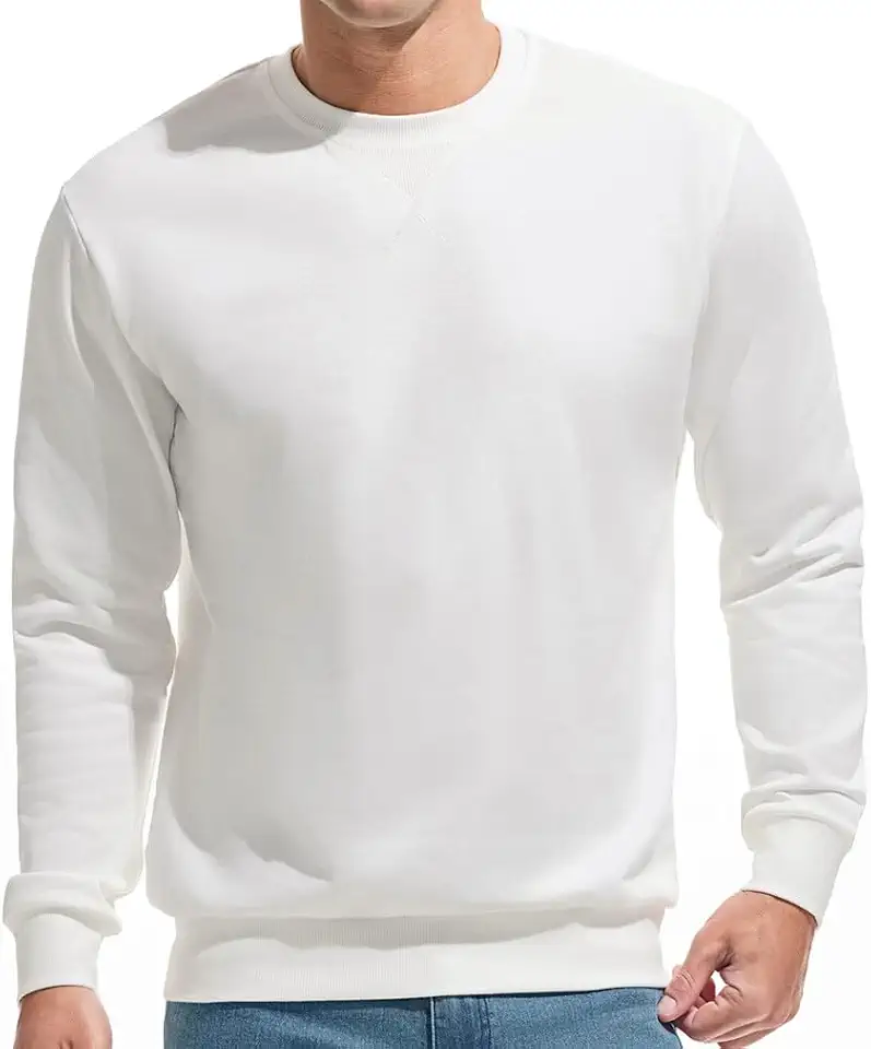 VEIISAR Men's Crewneck Sweatshirt - Basic Long Sleeve Pullover for Casual & Athletic Wear