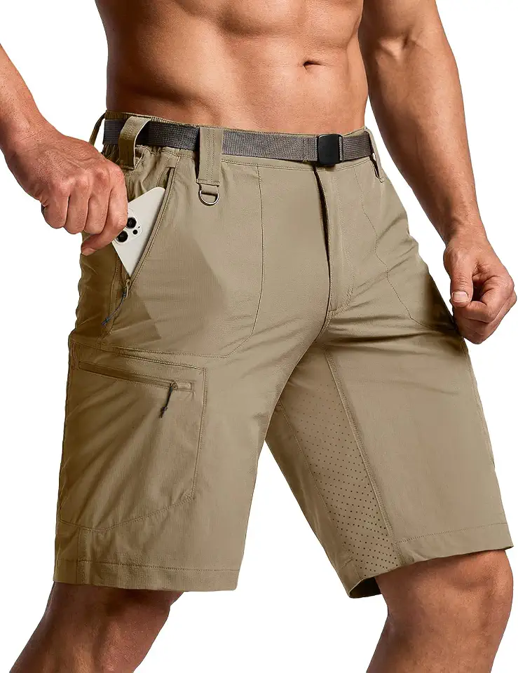 CQR Men's Quick Dry Stretch Hiking Cargo Shorts, Lightweight Water Resistant Tactical Casual, Golf & Outdoor with Pockets