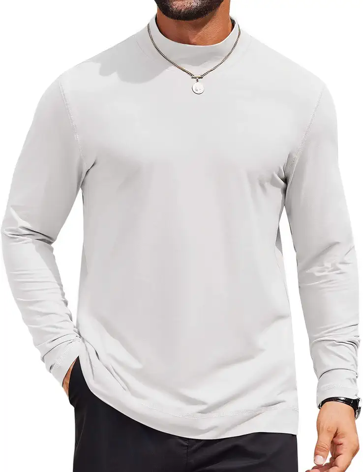 COOFANDY Mens Mock Turtleneck Long Sleeve Shirts Casual Basic T-Shirt Lightweight Mockneck Pullover Sweater for Men