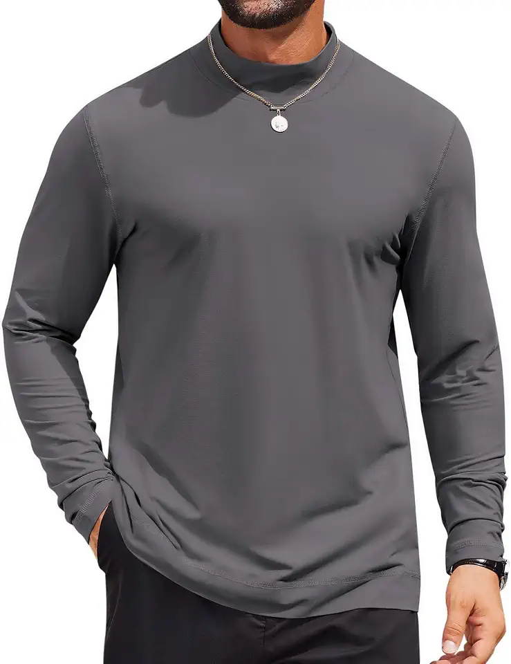COOFANDY Mens Mock Turtleneck Long Sleeve Shirts Casual Basic T-Shirt Lightweight Mockneck Pullover Sweater for Men