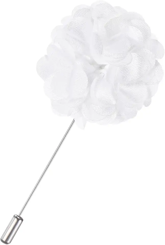 Men's White Rose Lapel Boutonniere