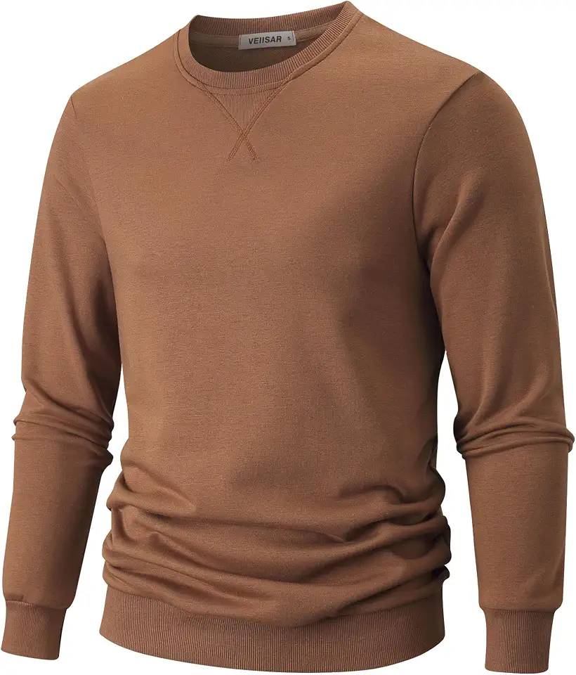 VEIISAR Men's Crewneck Sweatshirt - Basic Long Sleeve Pullover for Casual & Athletic Wear