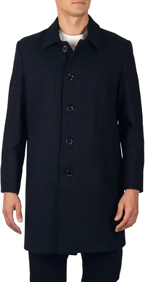 Alpine Swiss Orson Mens Wool Blend Car Coat Tailored Long Topcoat for Men Single Breasted Overcoat Winter Jacket Walking Coat