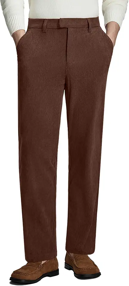 Men's Beige Corduroy Dress Pants