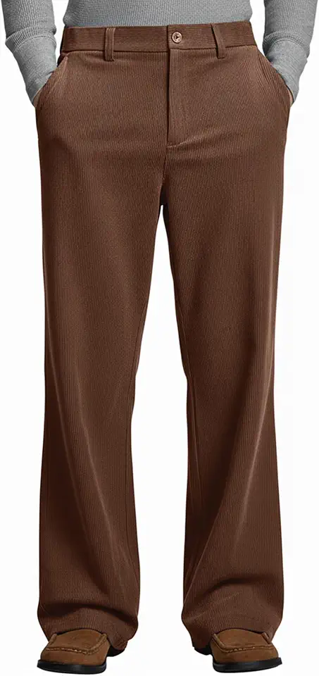 Susclude Mens Corduroy Dress Pants Baggy Wide Leg Old Money Lightweight Casual Slacks Loose Fit Elastic Waist Vintage Trouser