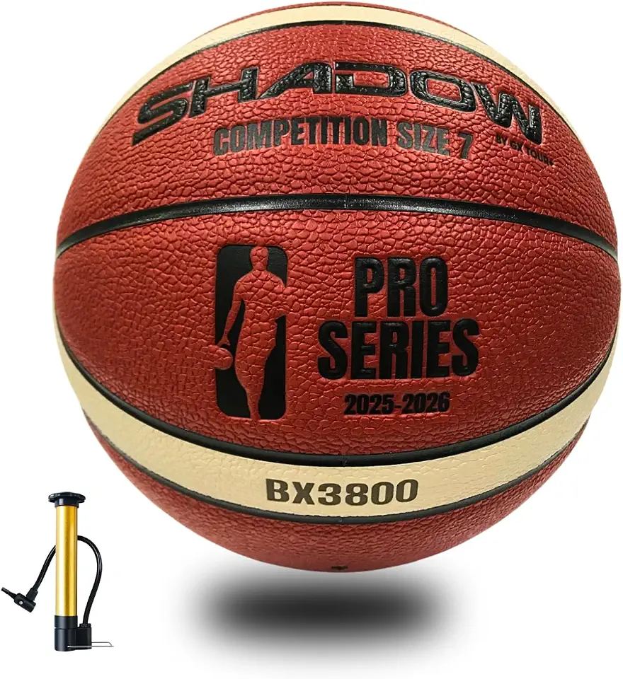 Shadow Pro Series 3800 Basketball, Size 7, Premium Competition Grade leather, Orange and Cream, Great durability. Reinforced butyl bladder. Adult Size 7, 28.5 inches. GST leather. Includes Inflator.