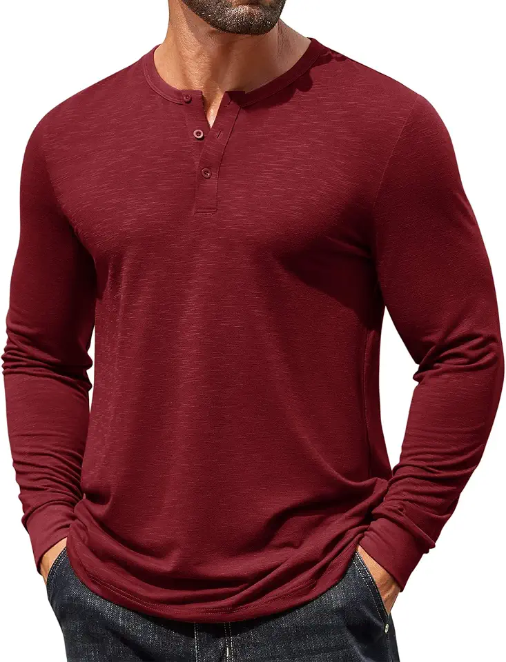 Global Recycled Standard COOFANDY Mens Henley Shirts Long Sleeve Casual T-Shirt Button Basic Tees | Mens long sleeve shirts with henley neck design for fashion men perfect for spring/fall/winter daily casual commute gathering