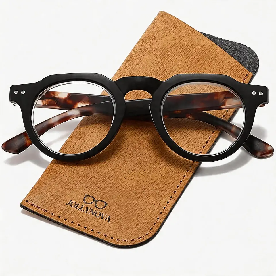 JOLLYNOVA RT95 Vintage Round Blue Light Reading Glasses