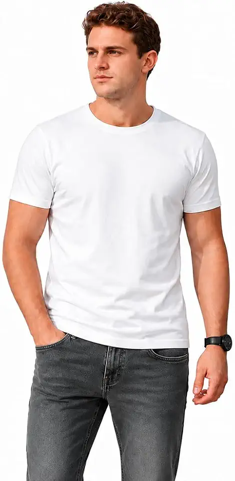 Men's 100% Cotton Crew Neck T-Shirt Regular Fit Short Sleeve Tee