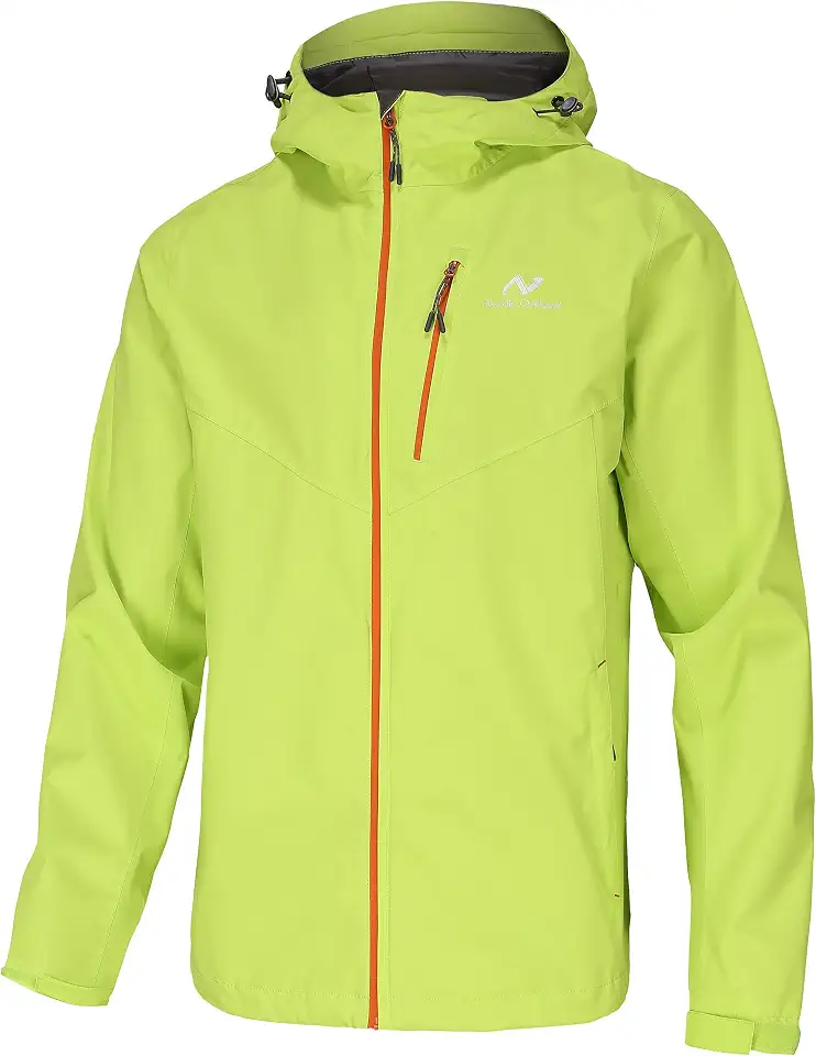 NORDIC OUTLAND Mens Lightweight Hooded Waterproof Rain Jacket Breathable Raincoat Shell for Outdoor Mountain Hiking