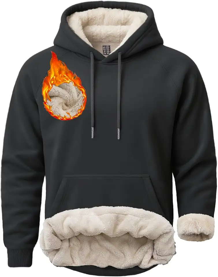 Boladeci Men's Sherpa Lined Hoodie Sweatshirts Heavyweight Fleece Pullover
