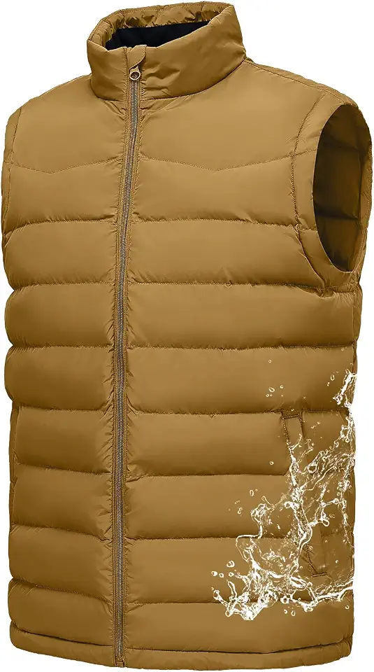 Rdruko Men's Winter Puffer Vest Insulated Quilted Water-Resistant Windproof Zipper Lightweight Sleeveless Work Fishing Hiking