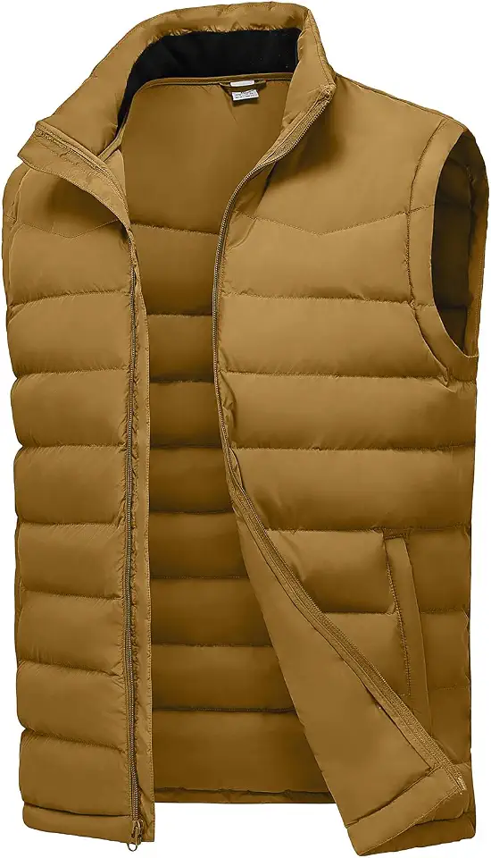 TBMPOY Men's Puffer Vest Lightweight Zip Up Sleeveless Jackets Outdoor Puffy Winter Insulated Outerwear for Running Golf