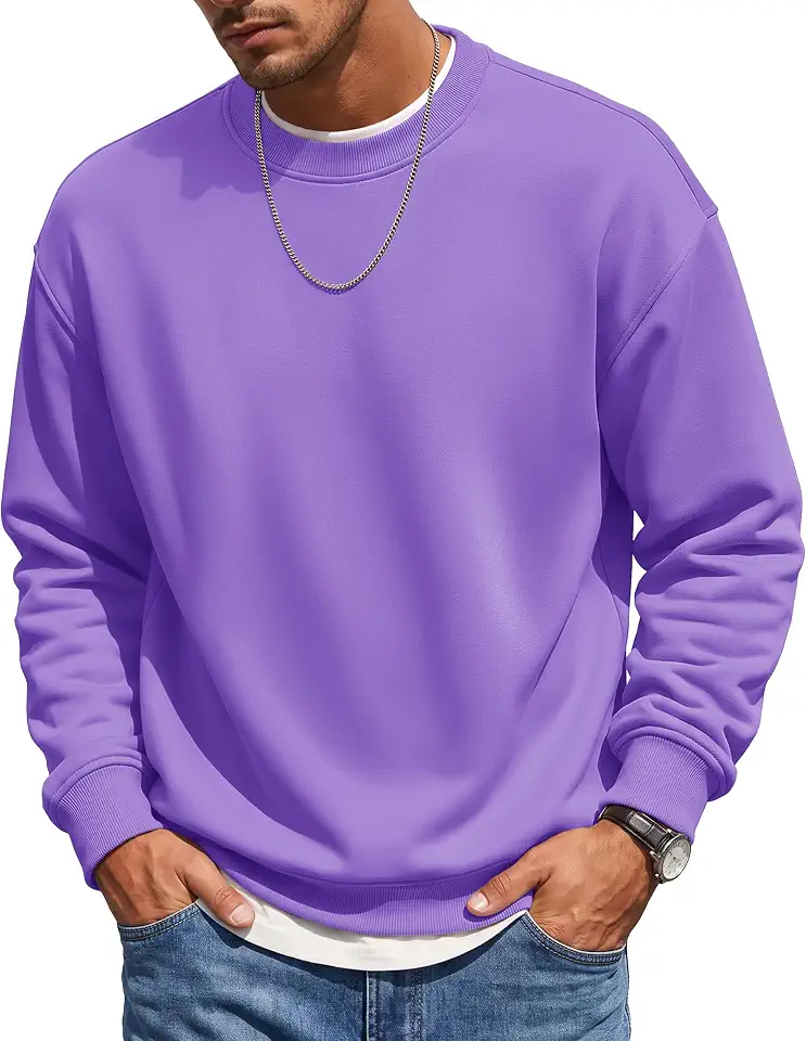MAGCOMSEN Men's Fleece Lined Crewneck Sweatshirts Winter Casual Pullover
