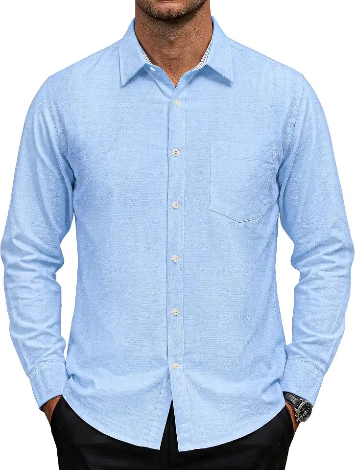 AOTIK Mens Oxford Button Down Shirt Long Sleeve Dress Shirts Solid Business Casual Office Shirts with Pockets