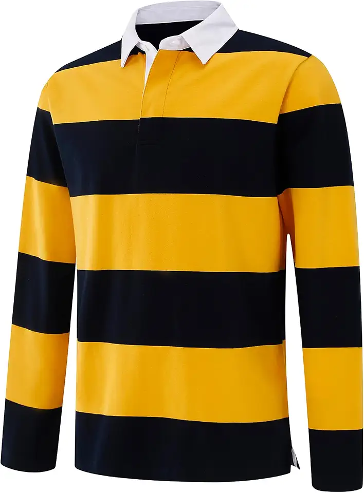 Mens Polo Shirts Striped Cotton Moisture Wicking Classic Collared Casual Golf Shirts for Men