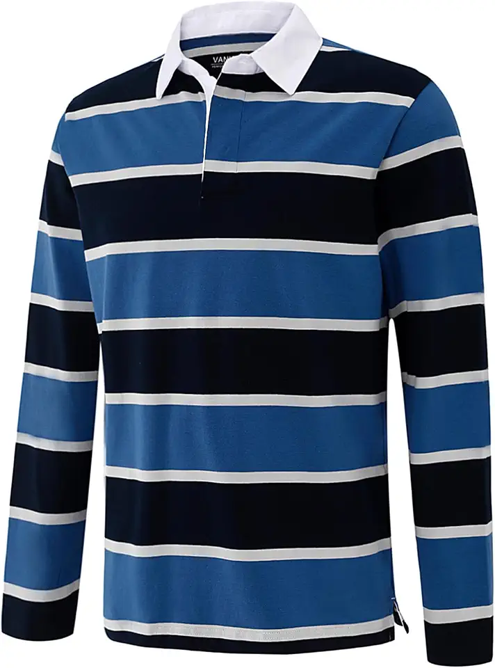 Mens Polo Shirts Striped Cotton Moisture Wicking Classic Collared Casual Golf Shirts for Men