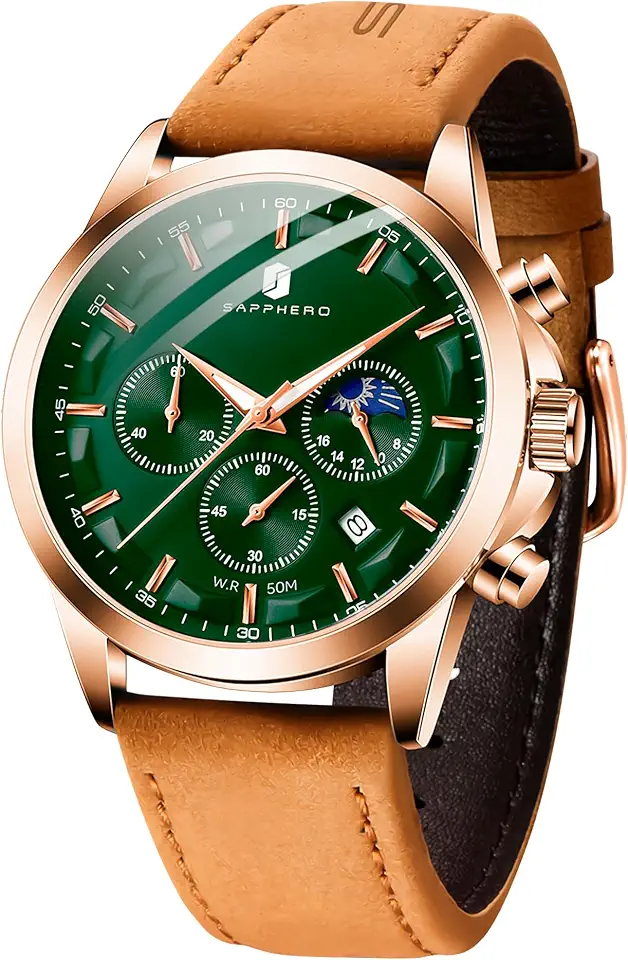 Men's Brown Leather Strap Chronograph Watch