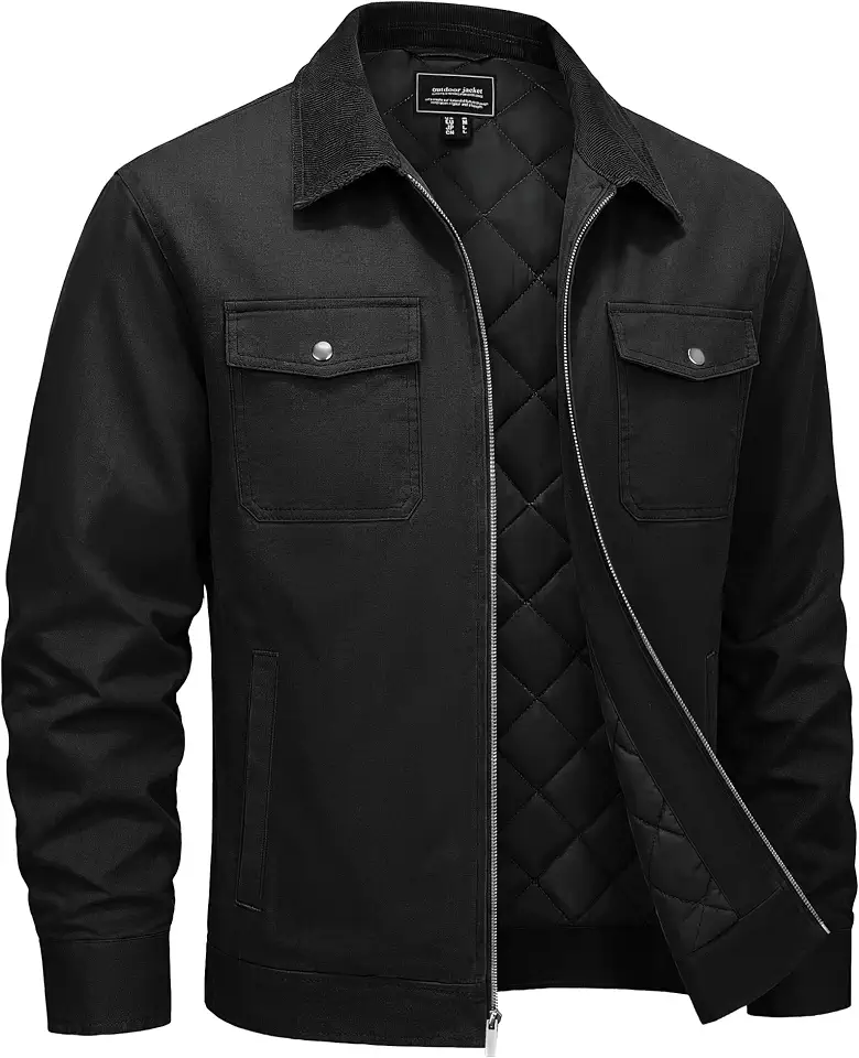 Cotrasen Men's Washed Cotton Work Jacket Quilted Lined Workwear Jackets