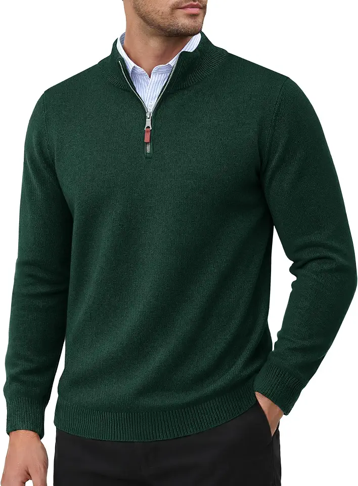 TACVASEN Men's 1/4 Zip Sweaters Cotton Casual Pullover Sweaters Knit Fall Winter Sweatshirts