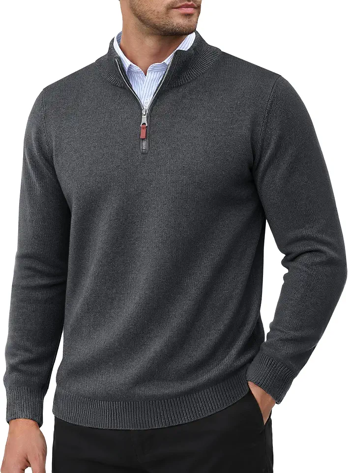 TACVASEN Men's 1/4 Zip Sweaters Cotton Casual Pullover Sweaters Knit Fall Winter Sweatshirts