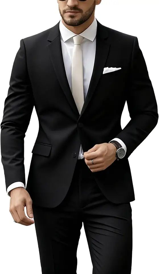 Mens Suits Classic fit 2 Piece 2 Button Formal Tuxedo Jacket Suits Pants Set for Wedding Business Prom