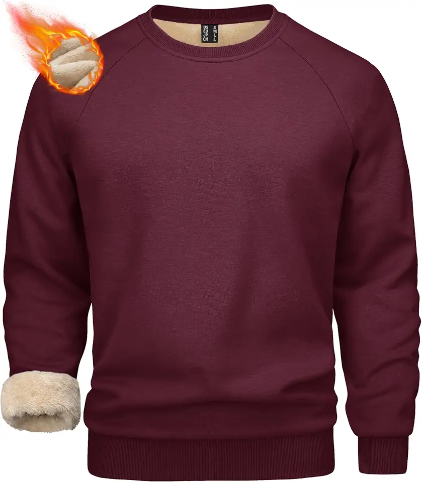MAGCOMSEN Mens Sweatshirt Fleece Sherpa Lined Thermal Heavyweight Pullover