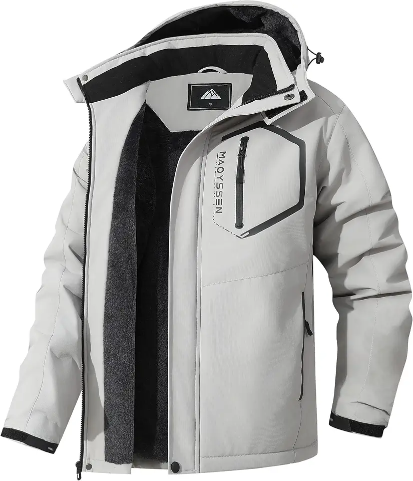 Men's Mountain Ski Jacket Winter Snow Coats Waterproof Warm Fleece Lining Jacket Parka with Hooded